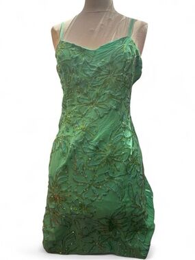 Green lilly pulitzer beaded hibiscus flower sequins dress size 6